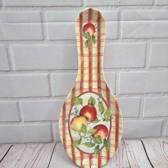Keller Charles Apples Plaid Spoon Rest Design by Susan Winget Melamine 9.5" V1 - Picture 1 of 4